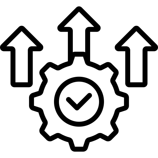 Icon of a gear with up arrows at the back.